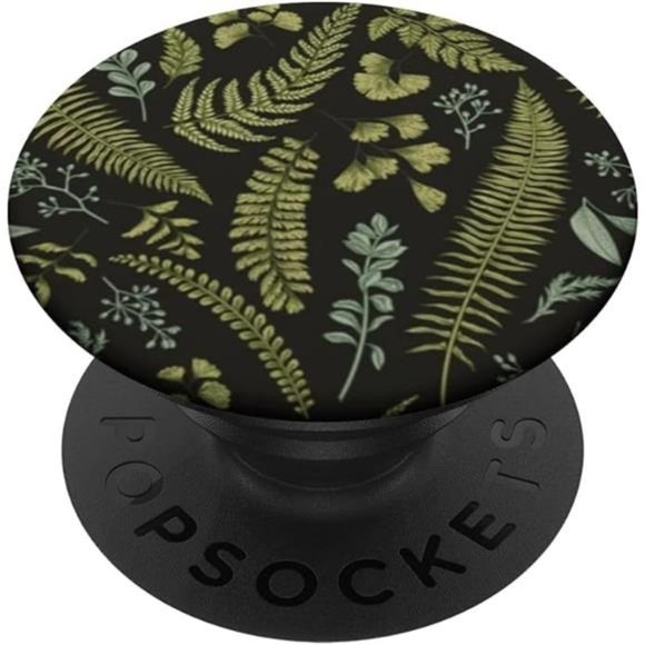 Green Botanical Floral Fern Foliage Leaves Flower Pattern PopSockets PopGrip - Picture 4 of 7